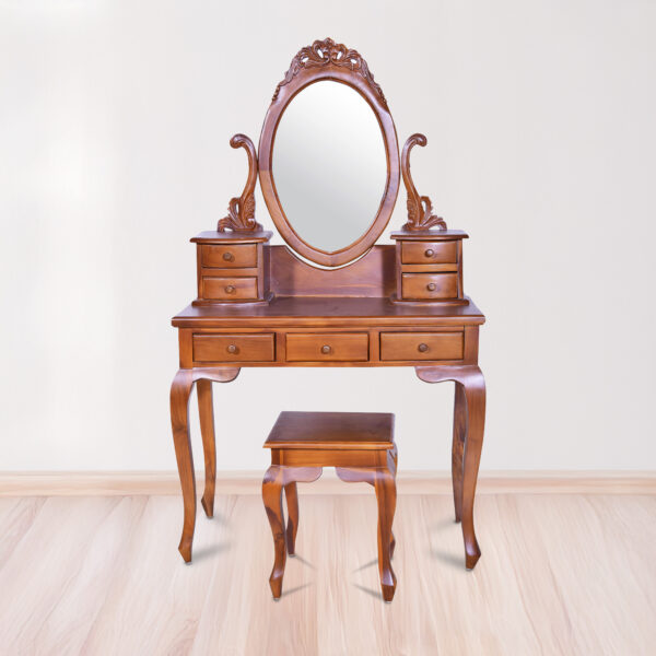 Solid Teakwood Dressing Table with stool
