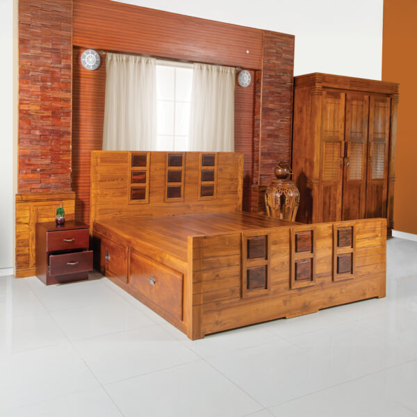 Solid Wood Double Bed Cot for Bedroom Without Bedside