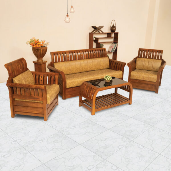 3+1+1 Solid Wood Sofa Set 19
