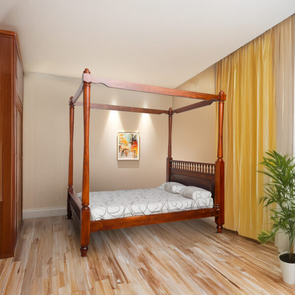 Solid Wood Poster Bed Cot for Bedroom Without Bedside
