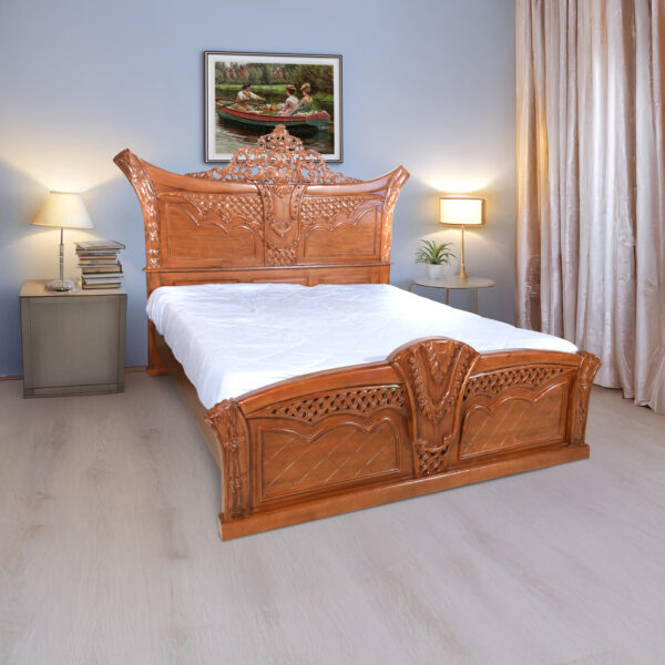 Solid Wood King Size Bed Cot for Bedroom 01