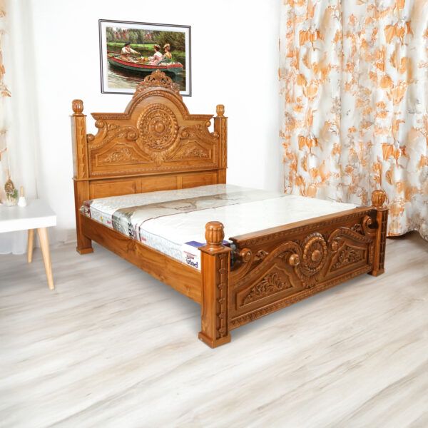 Solid Wood King Size Bed Cot for Bedroom 06