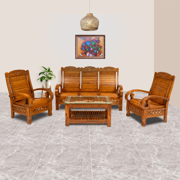 3+1+1 Solid Wood Sofa Set 4