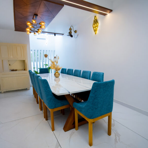 Solid Teakwood Dining table Set 12 Seater with Cushion Chairs