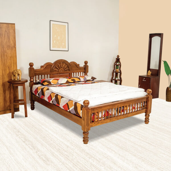 Solid Teakwood Qween Size Bed Cot for Bedroom