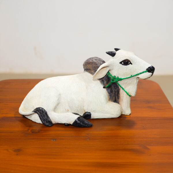 White Bull Showpiece - Handcrafted Bull Sculpture