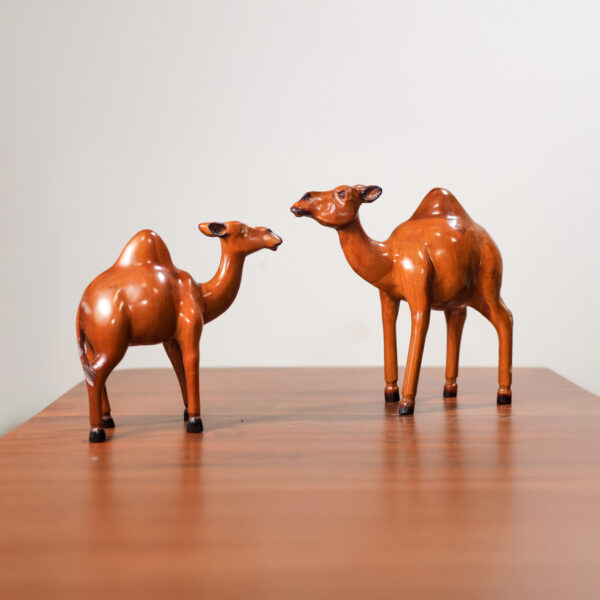 Wooden Two Camels Set - Handcrafted Camel Sculpture