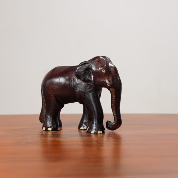 Wooden Standing Elephant Showpiece - Handcrafted Sculpture