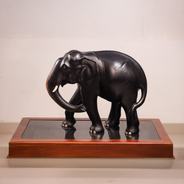 Wooden Standing Elephant Showpiece - Handcrafted Sculpture